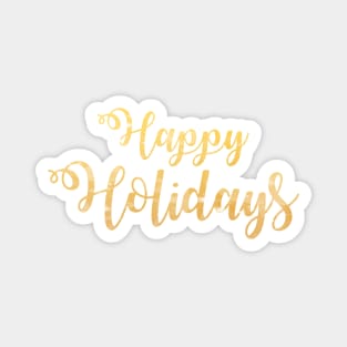 Happy Holidays' Phrase in Gold Magnet