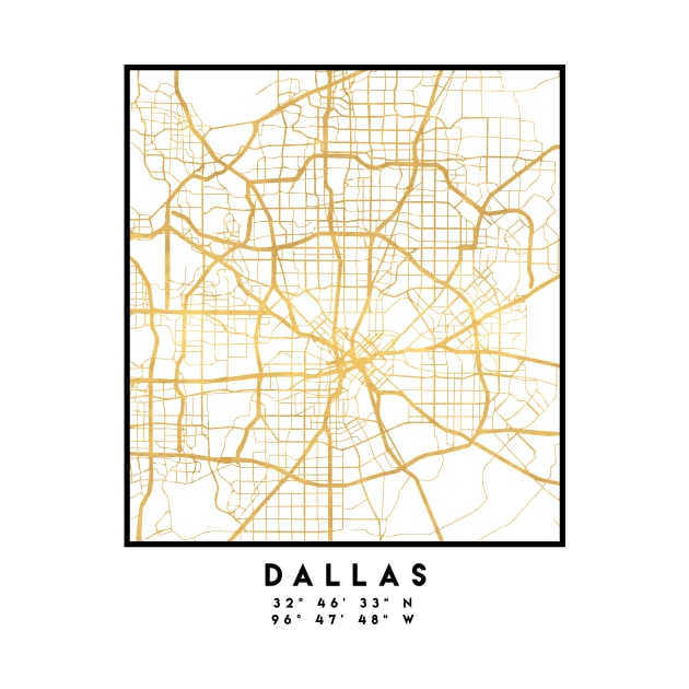 DALLAS TEXAS CITY STREET MAP ART by deificusArt