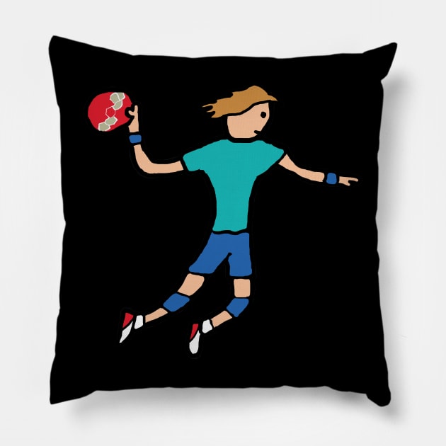 Handball Pillow by Mark Ewbie