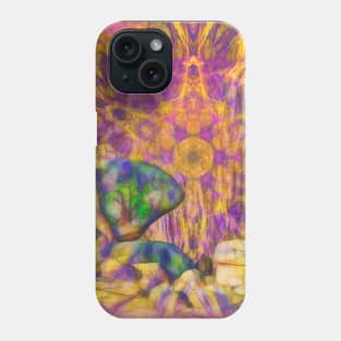 Balancing rock in psychedelic landscape Phone Case