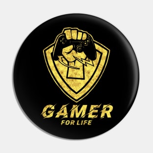 GAMER FOR LIFE Controller Logo UNIQUE Design EPIC gift for any games addict Pin