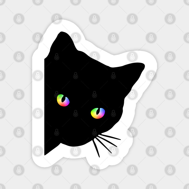 Black Cat Face Rainbow Eyes Watching Funny Cat Lovers Gifts