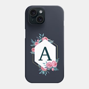 Letter monogram A in floral frame Phone Case