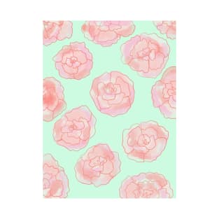 Pastel Pink and Green Roses T-Shirt