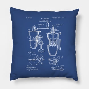 Coffee Mill Patent - Coffee Shop Art - Blueprint Pillow