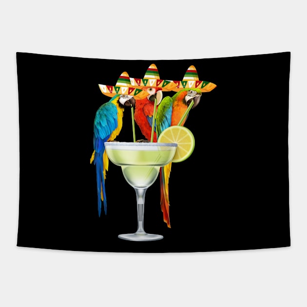 Parrot Cinco De Mayo Funny Drinking Tequila Mexican Fiesta Tapestry by peskyrubeus