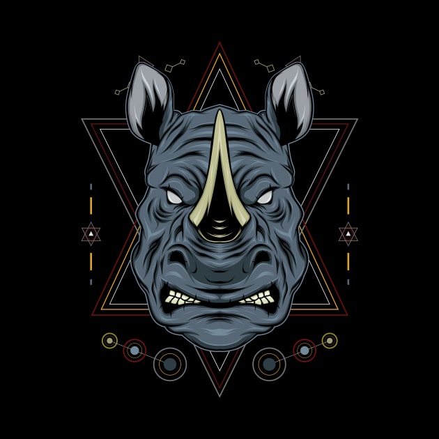 angry rhino illustration by AGORA studio