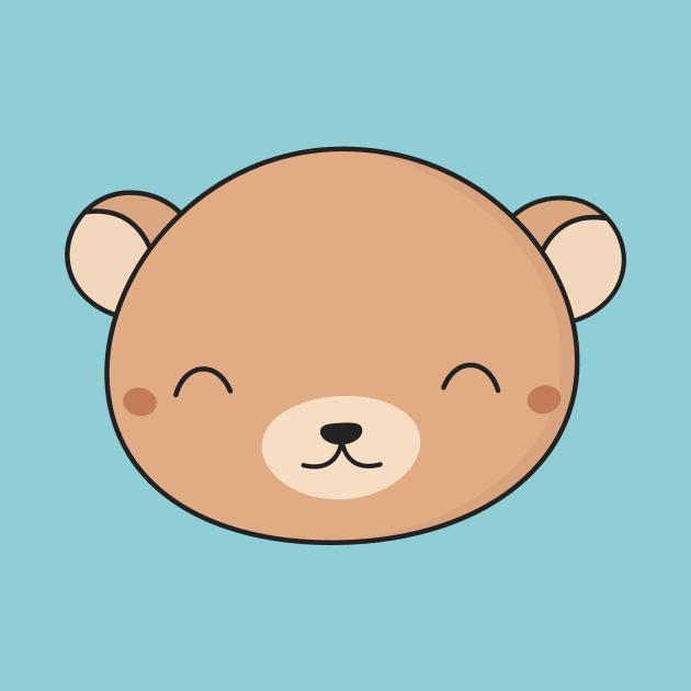 Kawaii Cute Brown Bear Face by happinessinatee