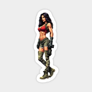 Latina Señorita with Gun Magnet