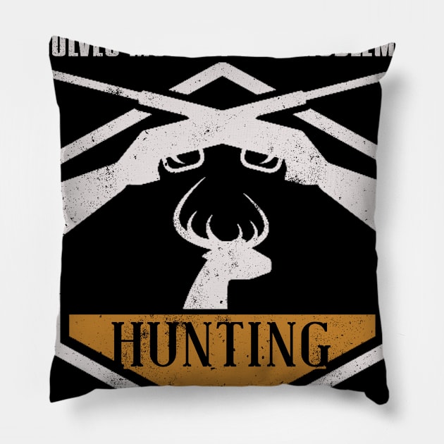 Hunting Hunter Hunt Stag Deer Hunting Antler Gift Pillow by Tee__Dot