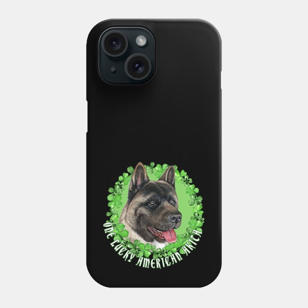 One Lucky American Akita Funny St. Patrick Dog Phone Case by Sniffist Gang