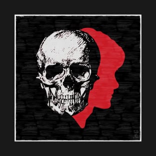 Will Graham Blood Red Profile with Gray Skull Superimposed T-Shirt