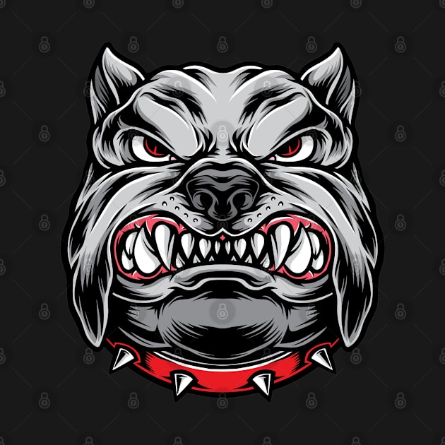 Angry White Bulldog Head by DDP Design Studio