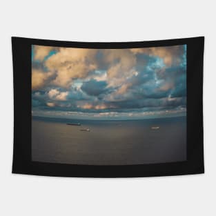 Moody sky over container ships Tapestry