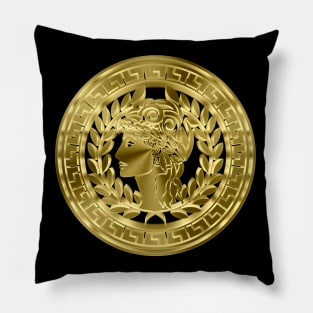 Gold Aesthetic Greek Logo Design Pillow