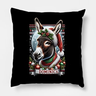 Dominick, The Italian Christmas Donkey T-Shirt Collection – Spread Joy with Festive Hilarity!" Pillow