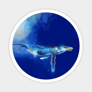 Deep Blue Whale - Ocean Digital Art Magnet