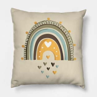 Boho Rainbow and Love Hearts Pillow