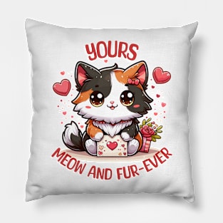 Adorable Calico Cat Valentine's Day for Cat Lovers Pillow