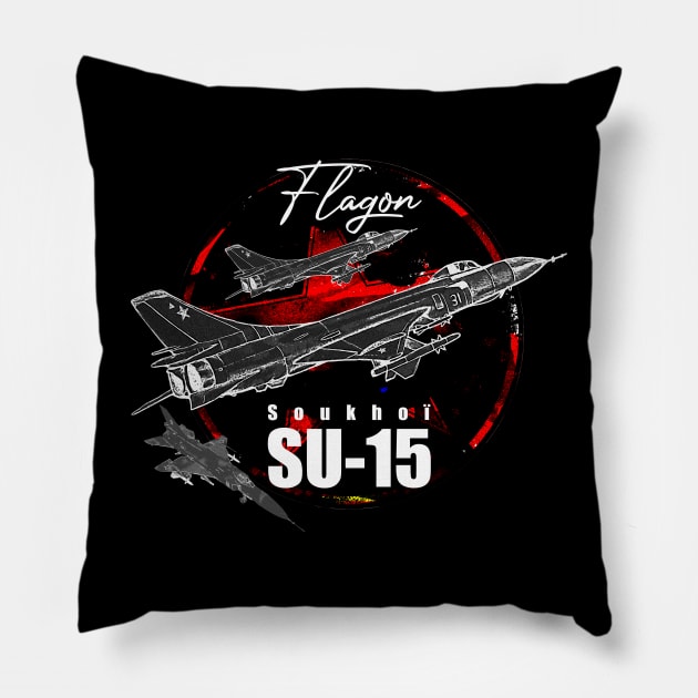 Sukhoi SU-15 Vintage Soviet Union fighterjet Pillow by aeroloversclothing