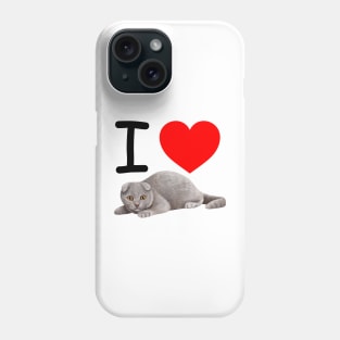 I Heart Grey Fuzzy Cat Phone Case