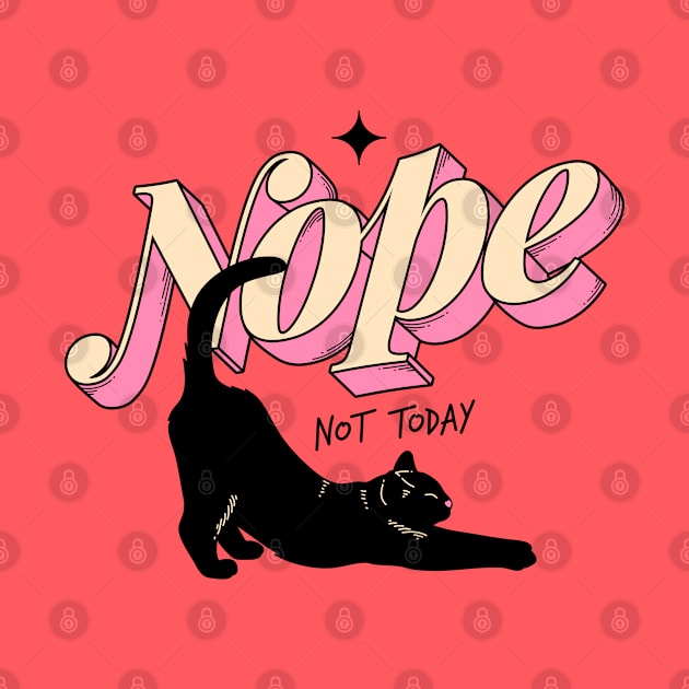 Monday Nope Black Cat in yellow by The Charcoal Cat Co.