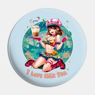 I love milk tea, bubble, boba, tapioca, kawaii anime tee Pin