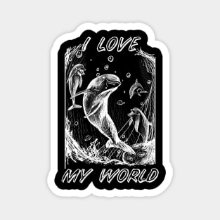 Dolphins - I love my world Magnet