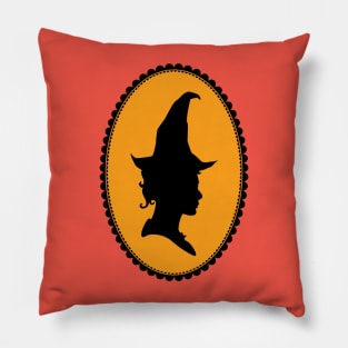 Vintage Victorian Halloween Witch Cameo Silhouette Pillow