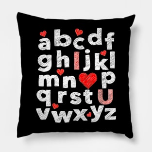 ABC Alphabet I Love You English Teacher Valentines Day Pillow