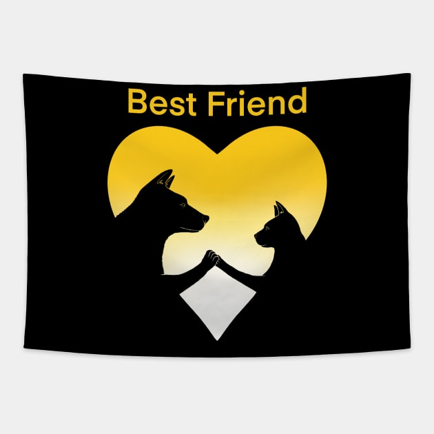 Dog and cat best friend love Tapestry by Artardishop