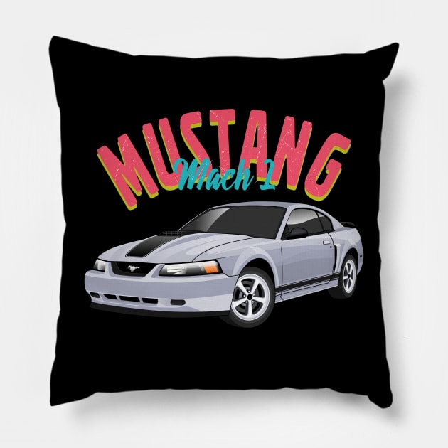 Mustang mach 1 Classic American Muscle Cars Pillow by Turbo29