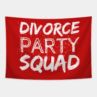 Divorce Party Squad – Celebratory White Text with Sparkling Party Theme Tapestry