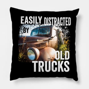 Retro Vintage: Easily Distracted by Old Trucks Pillow