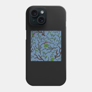 Blue deep dark forest. Saturated dark pattern. Phone Case