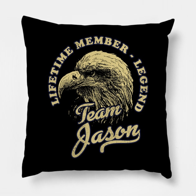 Jason Name - Lifetime Member Legend - Eagle Pillow by Stacy Peters Art