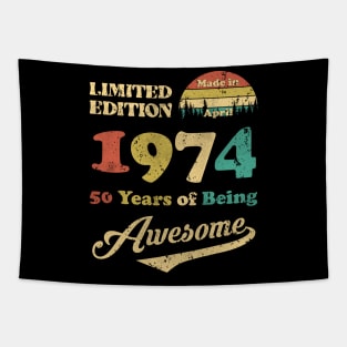 Made In April 1974 50 Years Of Being Awesome Vintage 50th Birthday Tapestry