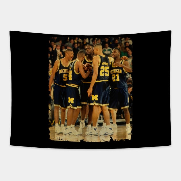 Fab Five - Vintage Design Of Basketball Tapestry by JULIAN AKBAR PROJECT