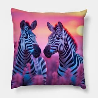 Zebra Animal Wildlife Wilderness Colorful Realistic Illustration Pillow