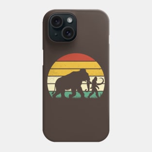 Bigfoot Walking With Mammoth Vintage Sunset Mythical Creatures Phone Case