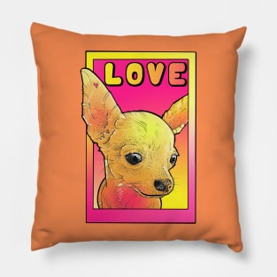 chihuahua love! pink and yellow pop art poster style Pillow