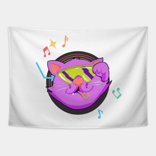 Funky Cat Vinyl Music funny cat with funky glasses Tapestry