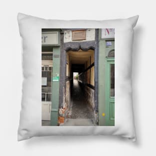 Alley through half-timbered house Pillow