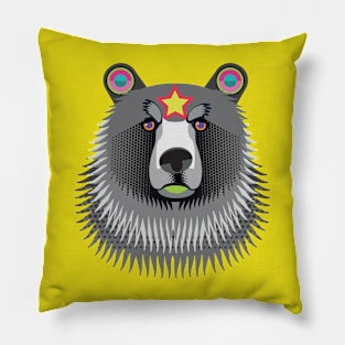 monochrome grizzly bear Pillow