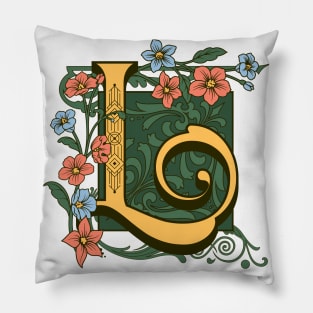Art Nouveau Letter L, Ornamental Letter L, Art Deco Pillow