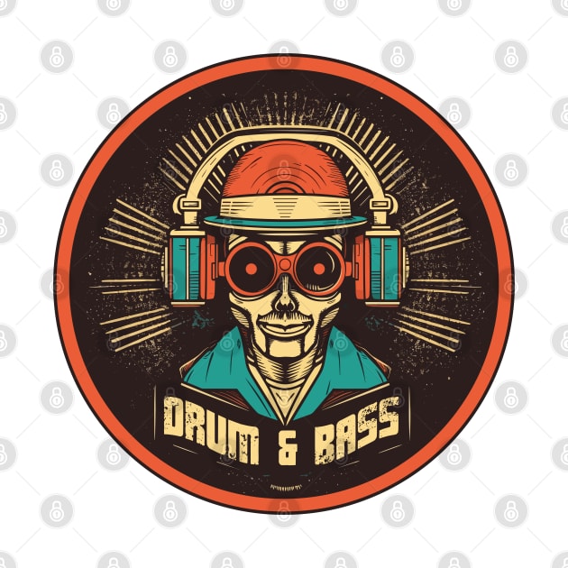 Drum and Bass - Cyberpunk Skull Logo by Dazed Pig