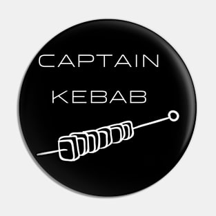 Captain Kebab Typography White Design Pin