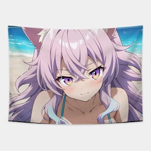 Anime Girl Beach Day Tapestry