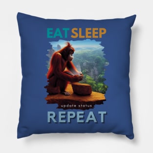 Funny Social Media addict print - Eat, Sleep, update status, repeat Pillow