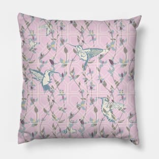 Hummingbirds and Trellis - PInk Pillow